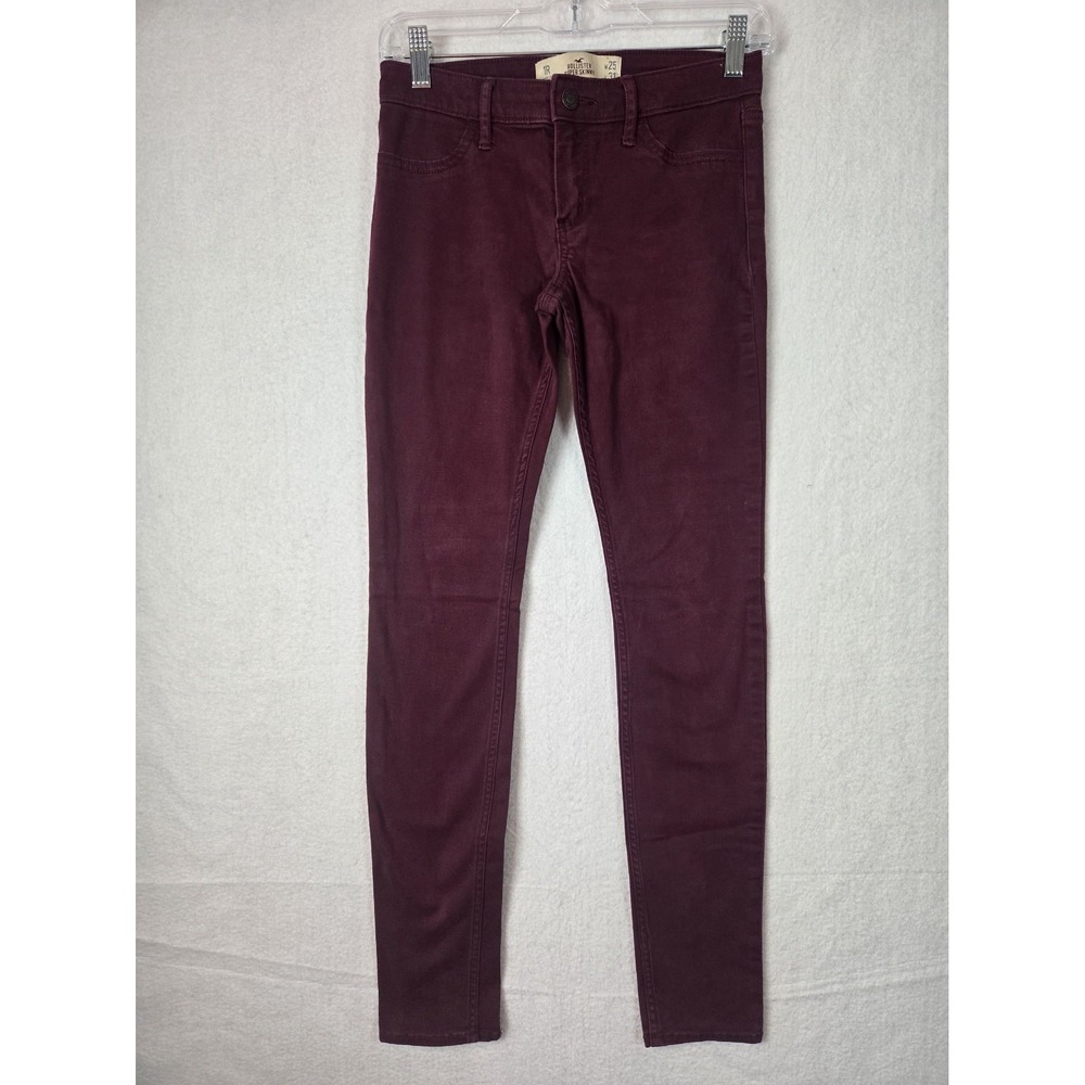 Hollister Womens Super Skinny Jeans 1 R 25 L31 Burgundy Red Cotton Blend